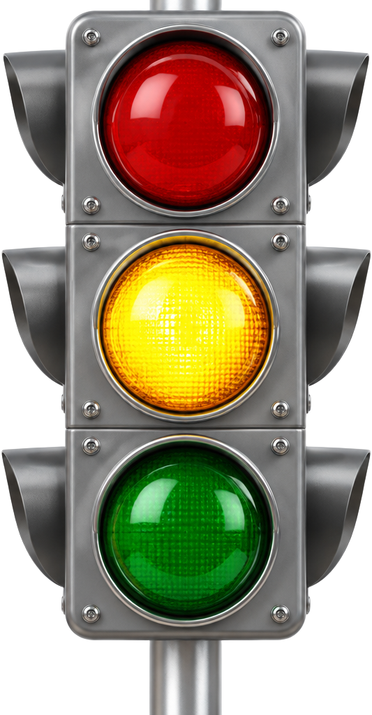 Traffic light with the yellow light illuminated